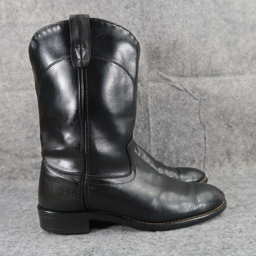 Laredo Boots Kids 5 Western Cowboy Roper Vintage Leather Black Round Toe Classic